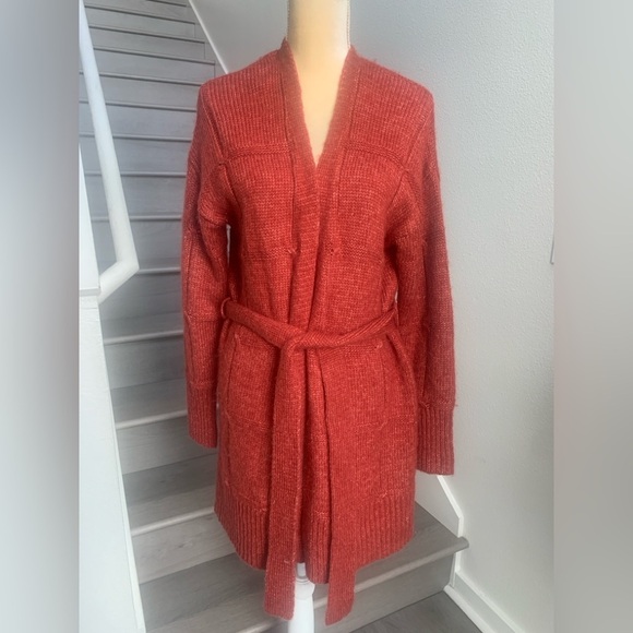 a new day Sweaters - A New Day Rust Orange Knit Cardigan with Belt Sweater